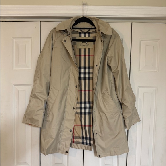Burberry Jackets & Blazers - Authentic Burberry London Trench Coat Hooded Nova Check Lining Size 2R Vintage